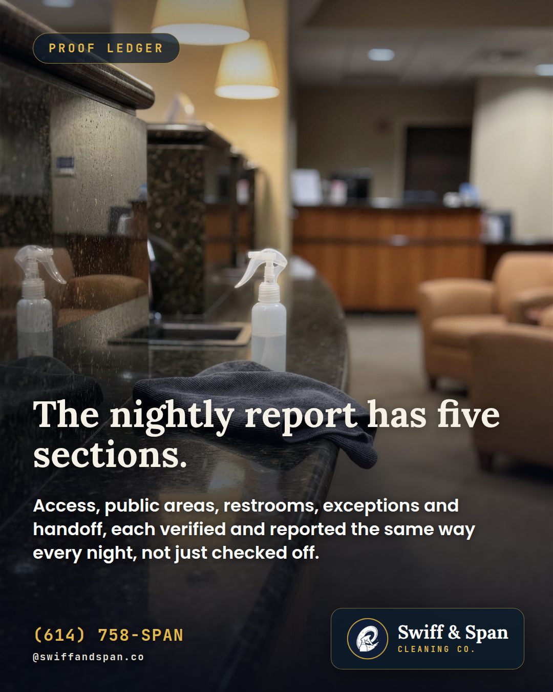 Swiff & Span brand card for The Nightly Cleaning Report a Bank Branch Manager Can Actually Use