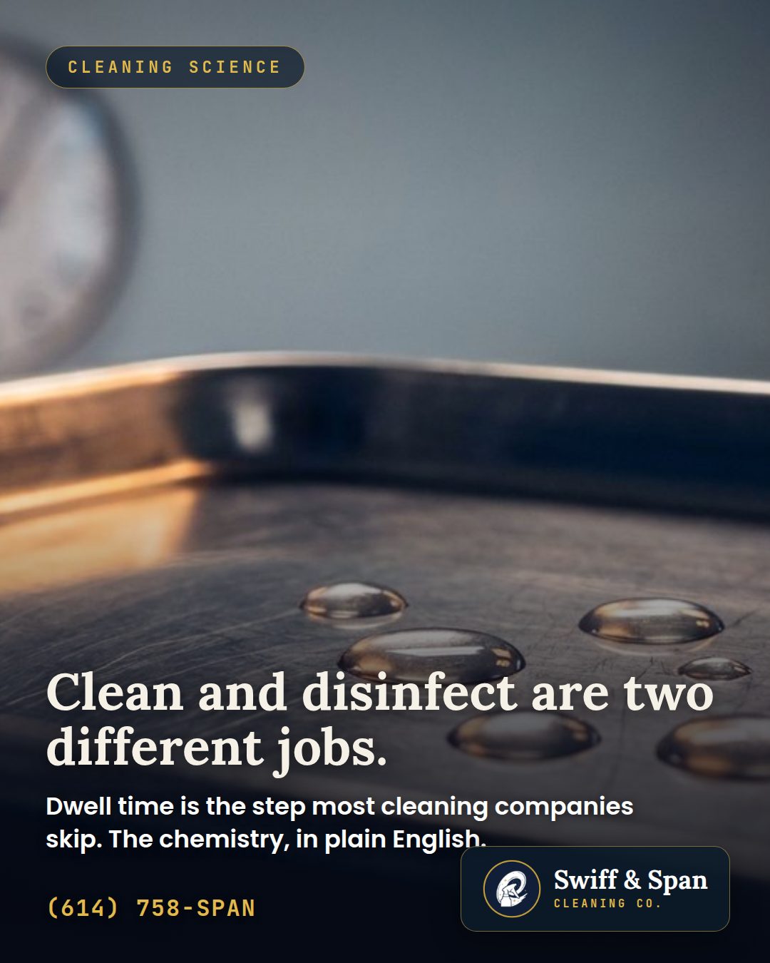 Swiff & Span info card: Clean and disinfect are two different jobs.