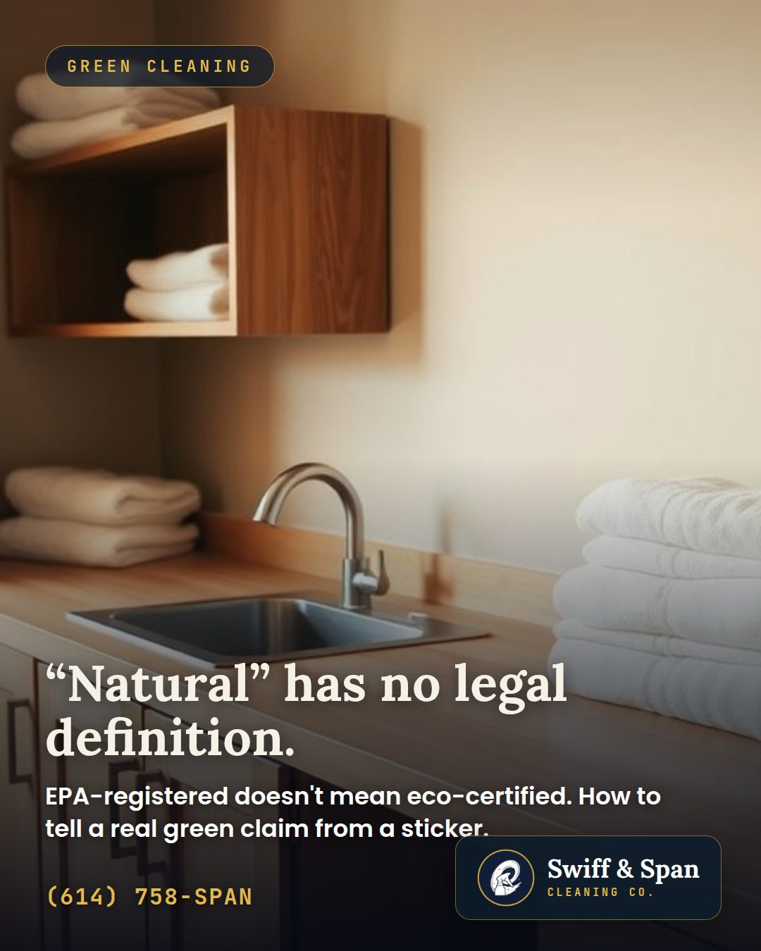 Swiff & Span info card: “Natural” has no legal definition.