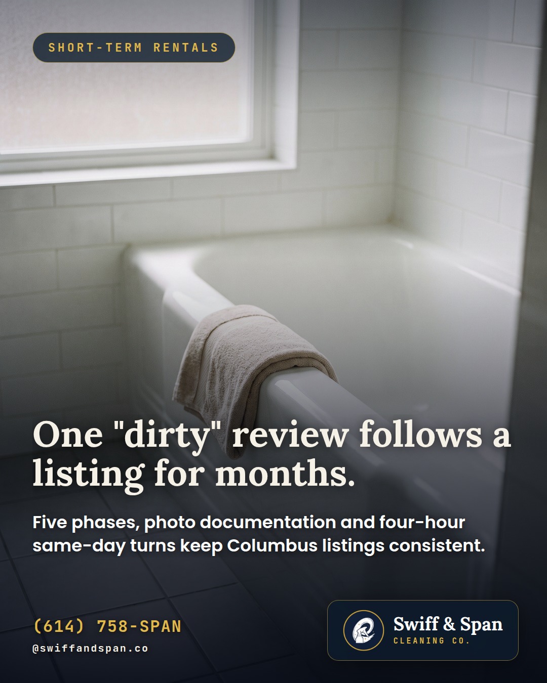 Swiff & Span photo card: One "dirty" review follows a listing for months.