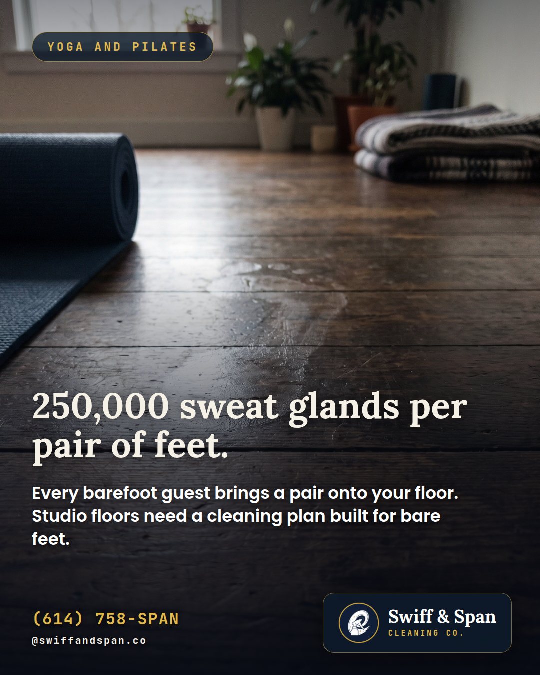 Swiff & Span photo card: 250,000 sweat glands per pair of feet.