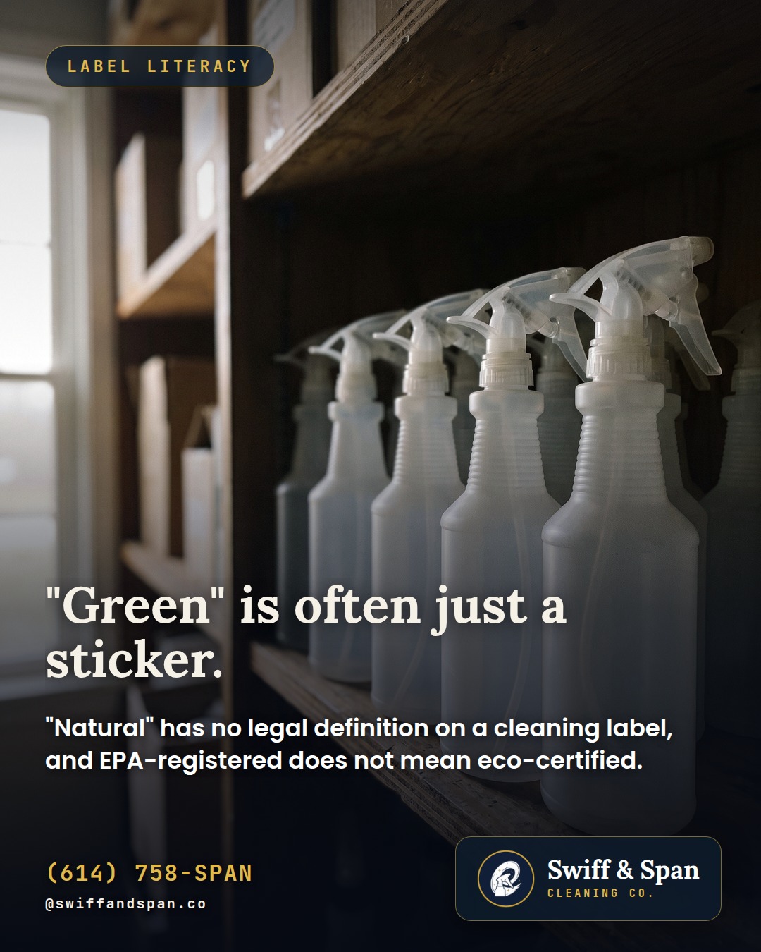 Swiff & Span photo card: "Green" is often just a sticker.