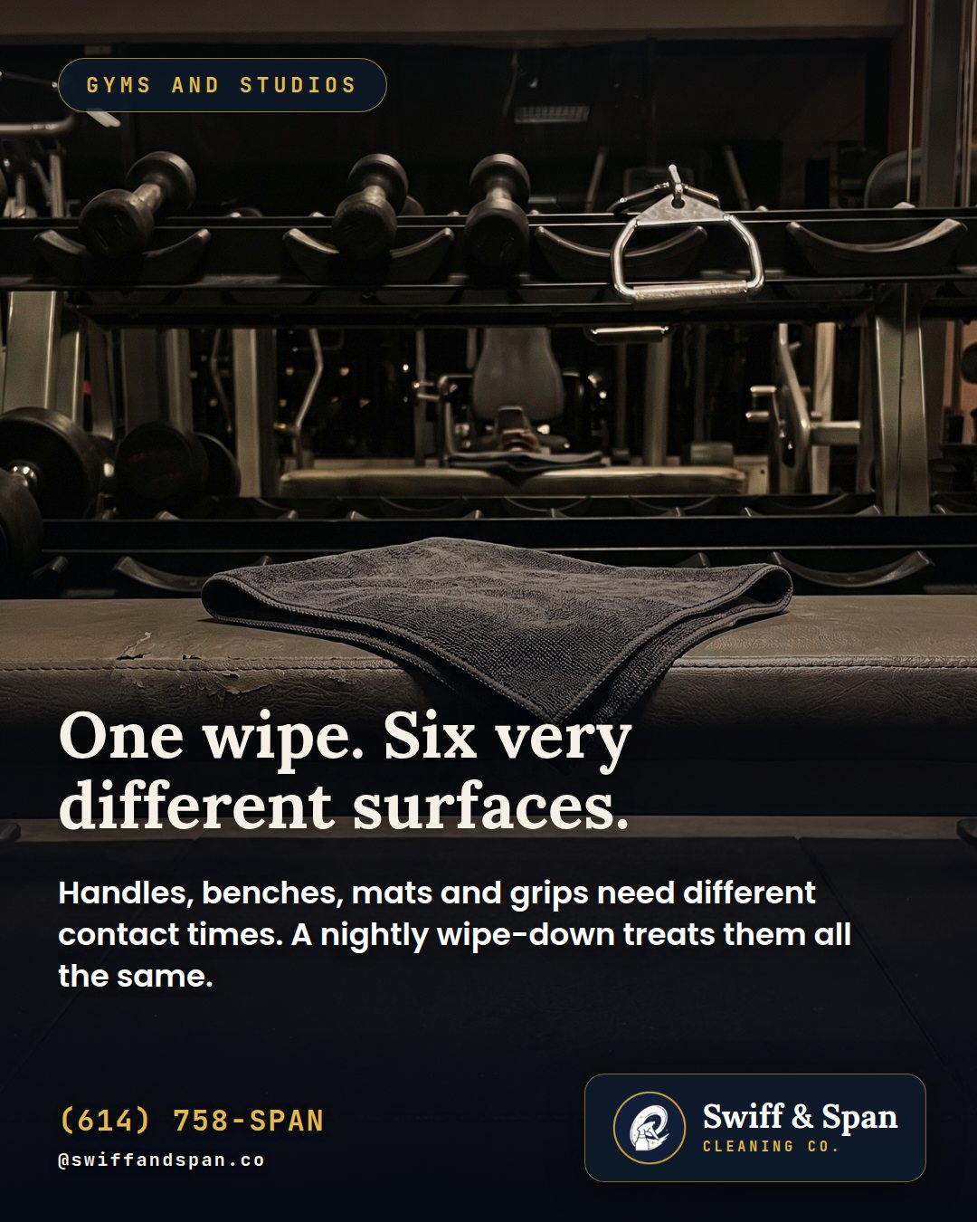 Swiff & Span photo card: One wipe. Six very different surfaces.