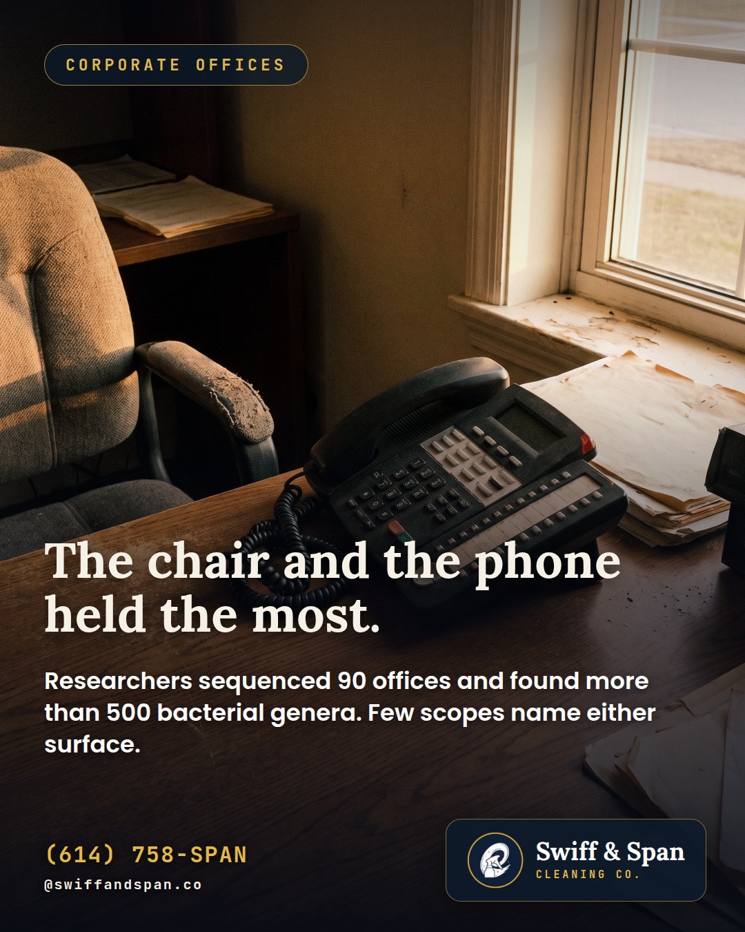 Swiff & Span photo card: The chair and the phone held the most.