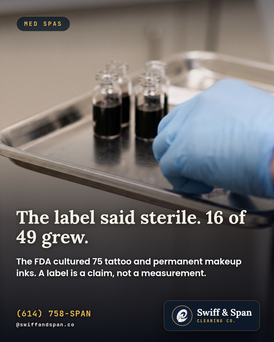 Swiff & Span photo card: The label said sterile. 16 of 49 grew.