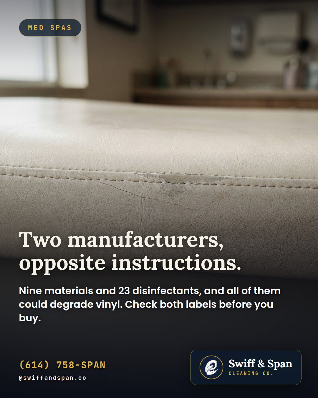 Swiff & Span photo card: Two manufacturers, opposite instructions.