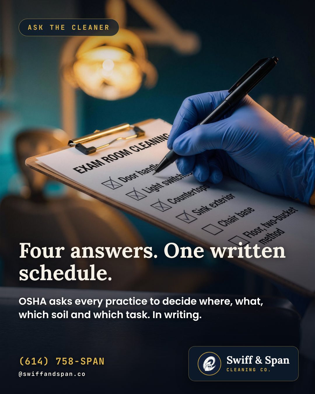 Swiff & Span brand card for OSHA's Written Cleaning Schedule: Four Factors, Explained