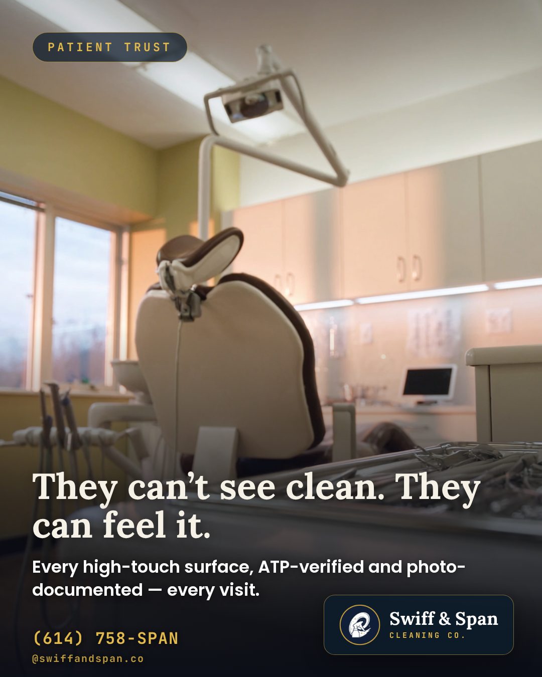Swiff & Span info card: they can't see clean, they can feel it.