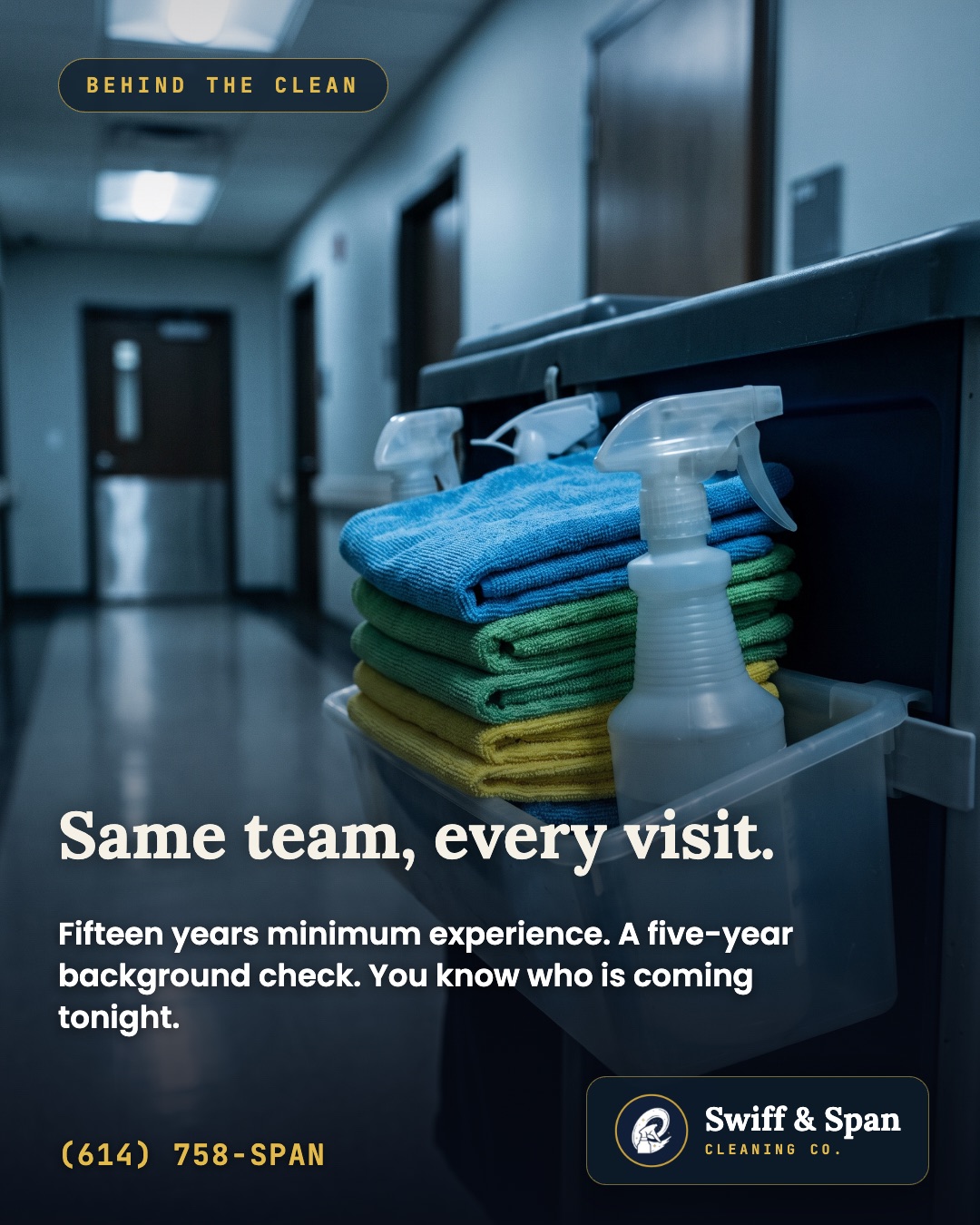 Swiff & Span brand card for The Screening Standard Behind Who Cleans Your Facility